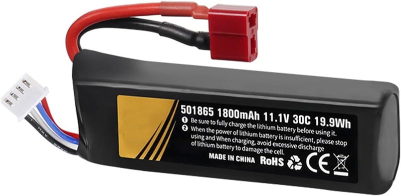 Fraternize 1800mAh 11.1v Lipo Battery Airsoft 30C High Discharge Rate Rechargeable Battery with T Plug & JST XH Connector for Airsoft Guns Rifle Model splatrball Hobby Universal Airsoft Battery 11.1v - Image 1
